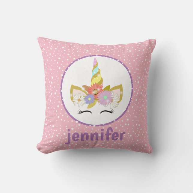 Pink Star Unicorn Kissen Kissen (Vorderseite)