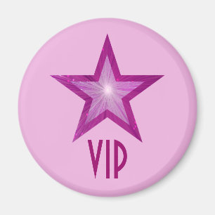 Pink Star 'VIP' Kühlschrankmagnet rund hellrosa