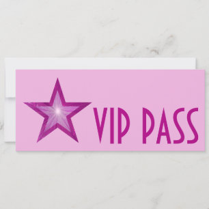Pink Star "VIP PASS" Einladung pink lang