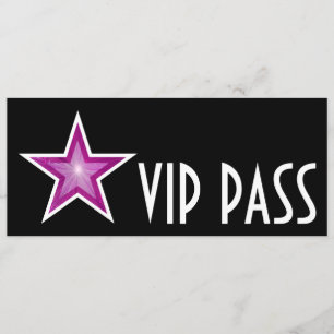 Pink Star "VIP PASS" Einladung schwarz lang