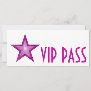 Pink Star "VIP PASS" Einladung weiß lang