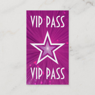 Pink Star "VIP PASS" Visitenkarte, weiß Rückseit Visitenkarte