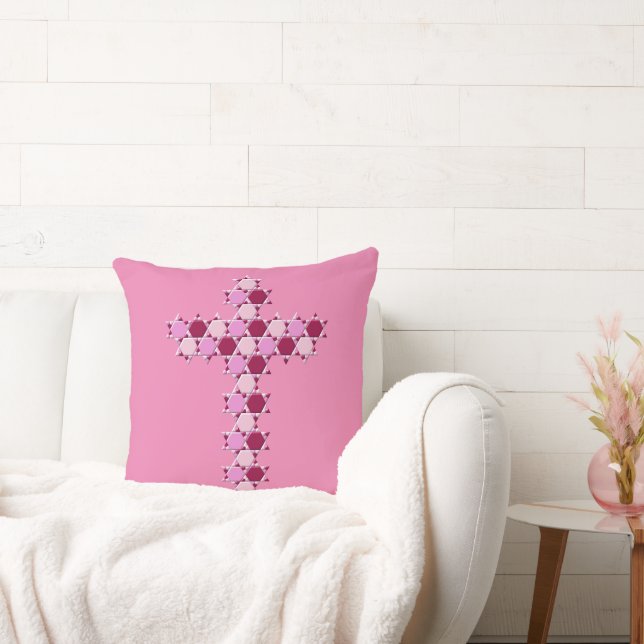 Pink Star von David Cross optische Illusion Kissen (Liege)