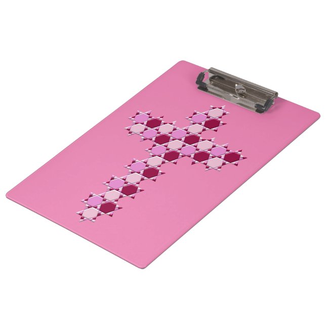 Pink Star von David Cross optische Illusion Klemmbrett (Schrägansicht)
