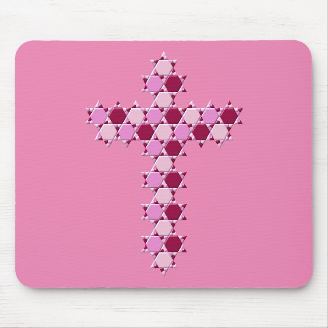 Pink Star von David Cross optische Illusion Mousepad (Vorne)