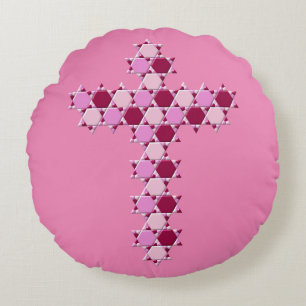 Pink Star von David Cross optische Illusion Rundes Kissen