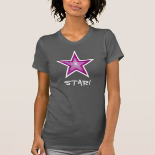 Pink Star White 'STAR' Ladys' T - Shirt grau