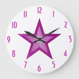 Pink Star "Zahlen" Uhr rund weiß