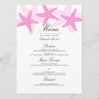 Pink Starfish Beach Menu de mariage