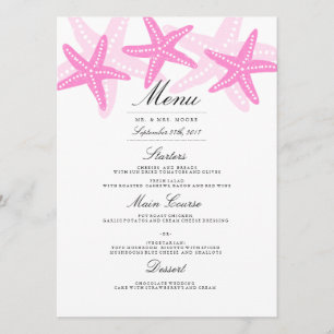 Pink Starfish Beach Menu de mariage