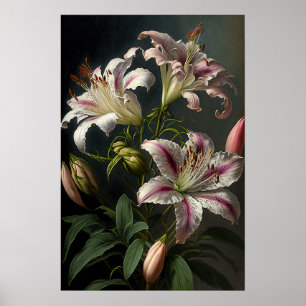 Pink Stargazer Lilies Flower Art Imprimer Poster