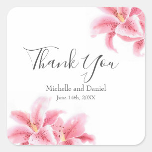 Pink Stargazer Lilies Quadratischer Aufkleber