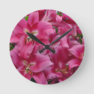 Pink stargazer lilies runde wanduhr