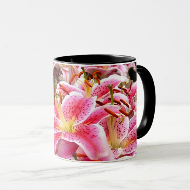 Pink Stargazer Lilies Tasse (VorderseiteRechts)