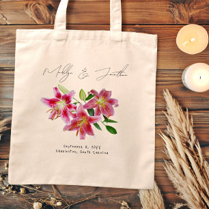 Pink Stargazer Lilies Wedding Begrüßung Tasche