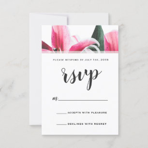 Pink Stargazer Lily Floral RSVP Karte