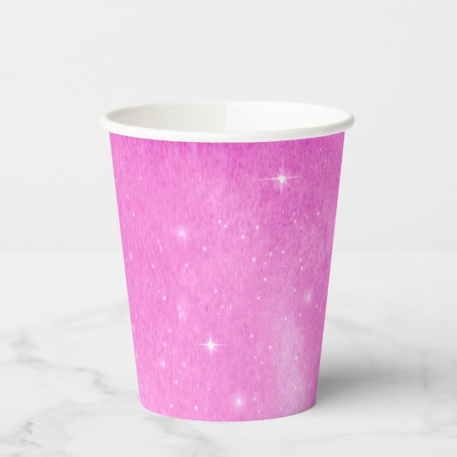 Pink Starry Night Baby Dusche Papiertücher Pappbecher (Links)