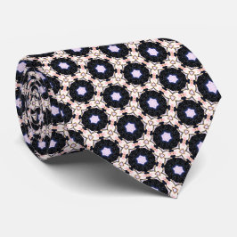Pink Stars and Cream Rings Neck Tie Krawatte