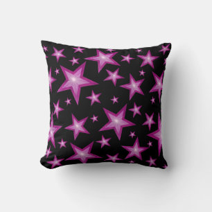 Pink Stars bedruckt werfen Kissen schwarz