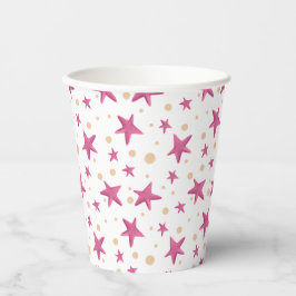 Pink Stars Girly Birthday Party Pappbecher
