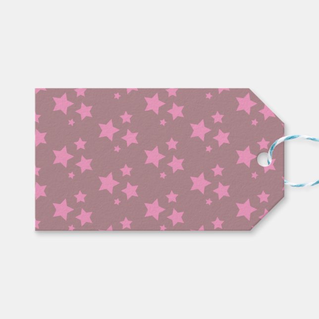 Pink Stars Modernes Design Geschenkanhänger (Vorderseite (Horizontal))