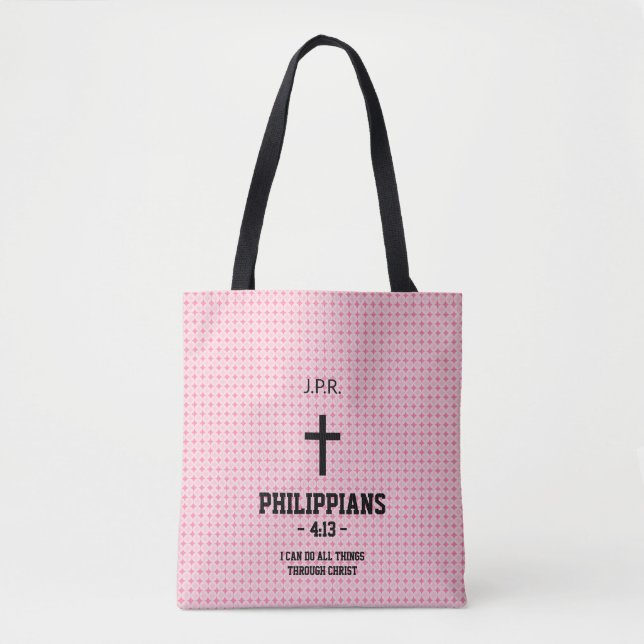 Pink Stars Muster Bibel Verse Christlich Tasche (Vorderseite)