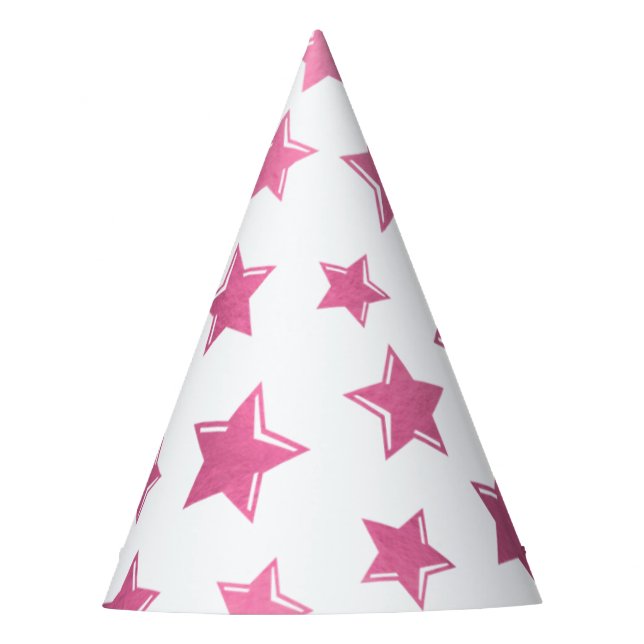 Pink Stars Party Hat Partyhütchen (Vorderseite)