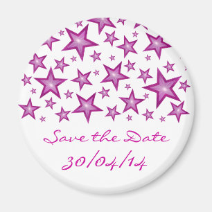 Pink Stars 'Save the Date' frigo aimant blanc