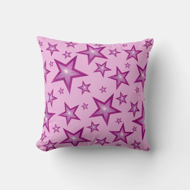 Pink Stars "Text" Quadrat hellrosa hinten Kissen (Vorderseite)