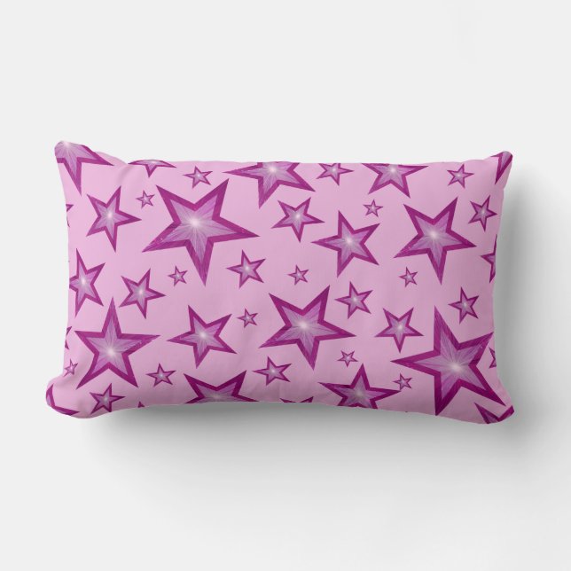 Pink Stars werfen Kissen lumbar blassrosa zurück (Vorderseite)