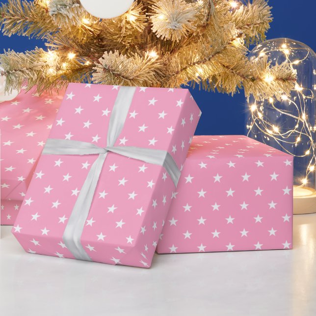 Pink Stars Wrapping Paper Geschenkpapier (Feiertage)