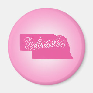 Pink State Nebraska Magnet