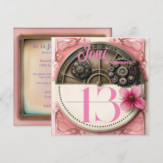 Pink Steampunk Party Einladung