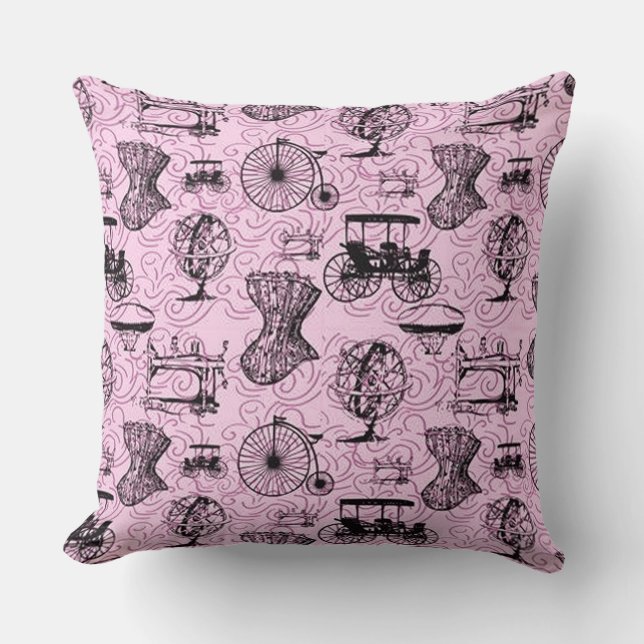 Pink Steampunk Pattern Kissen (Vorderseite)