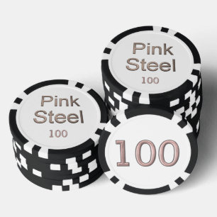 Pink Steel white black 100 gestreifter Poker-Chip Pokerchips