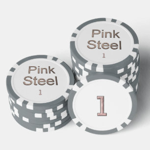 Pink Steel white grau 1 gestreifter Poker Chip