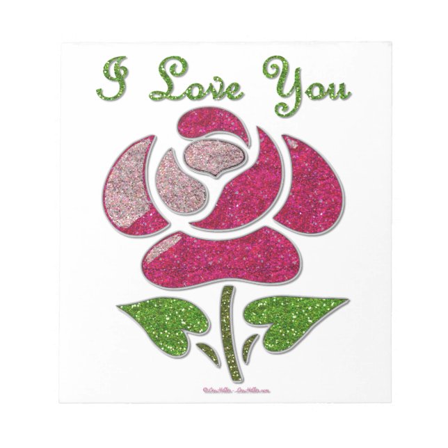 Pink Stencil Rose I Love You Notizblock (Vorderseite)