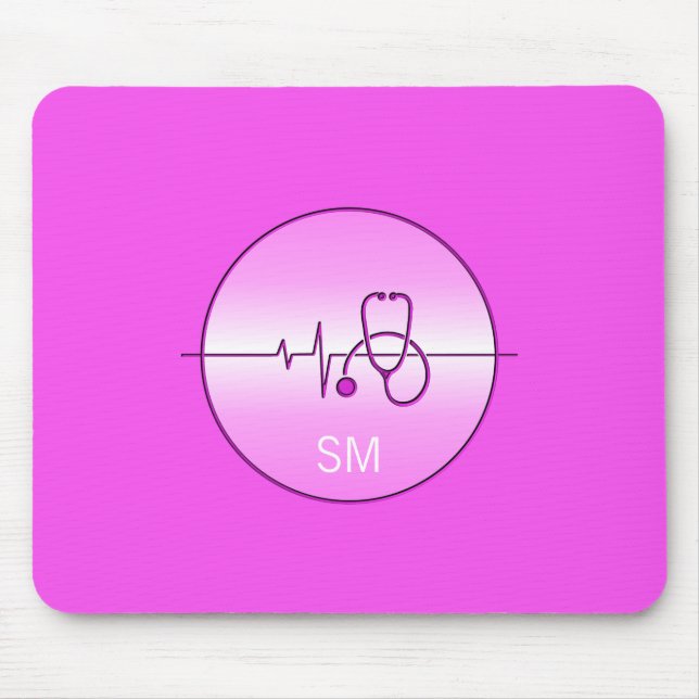Pink Stethoscope Heartbeat Medical Mousepad (Vorne)