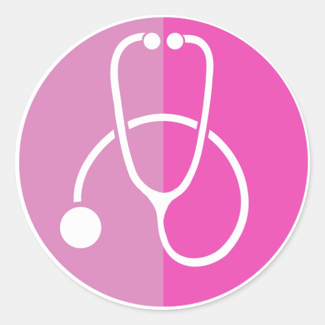 Pink Stethoscope Runder Aufkleber (Vorderseite)