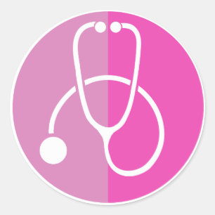 Pink Stethoscope Runder Aufkleber