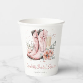 Pink Stiefel & Bubbly Champagner Brautparty Pappbecher