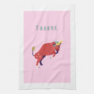 Pink Stier, Sternzeichen, Sternzeichen-Druck Geschirrtuch