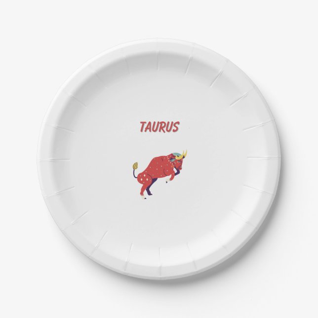 Pink Stier, Sternzeichen, Sternzeichen-Druck Pappteller (Vorderseite)