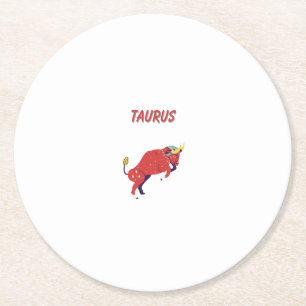 Pink Stier, Sternzeichen, Sternzeichen-Druck Runder Pappuntersetzer