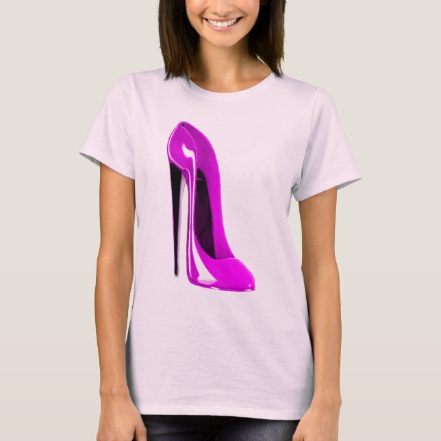 Pink-Stilett-Schuh T-Shirt (Vorderseite)