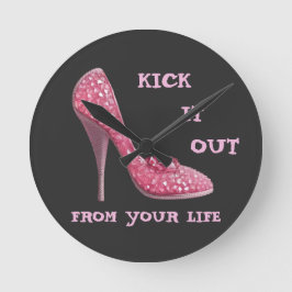 Pink Stiletto Diamonds Shoast Cancer Scheidung Runde Wanduhr
