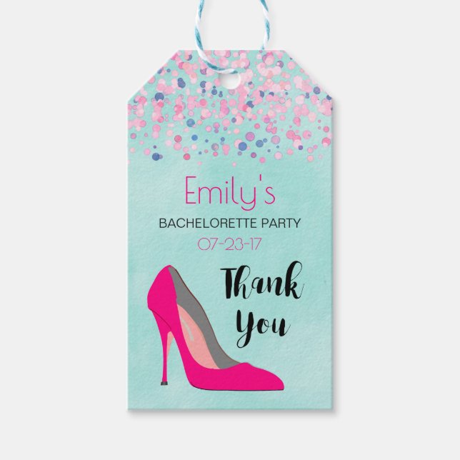 Pink Stiletto Heel Junggeselinnen-Abschied Vielen  Geschenkanhänger (Vorderseite)