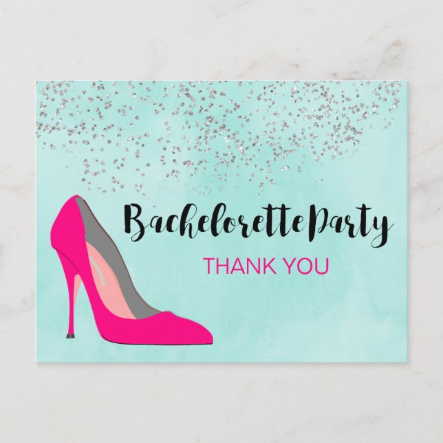 Pink Stiletto Heel Junggeselinnen-Abschied Vielen  Postkarte (Vorderseite)