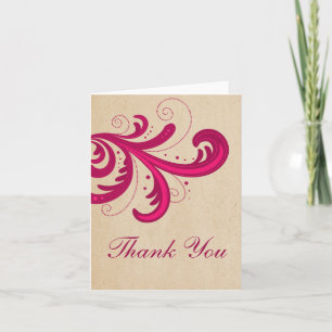 Pink Stilvolle Wirbel Danke, Card Dankeskarte