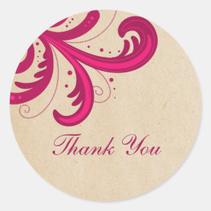 Pink Stilvolle Wirbel Danke Stickers
